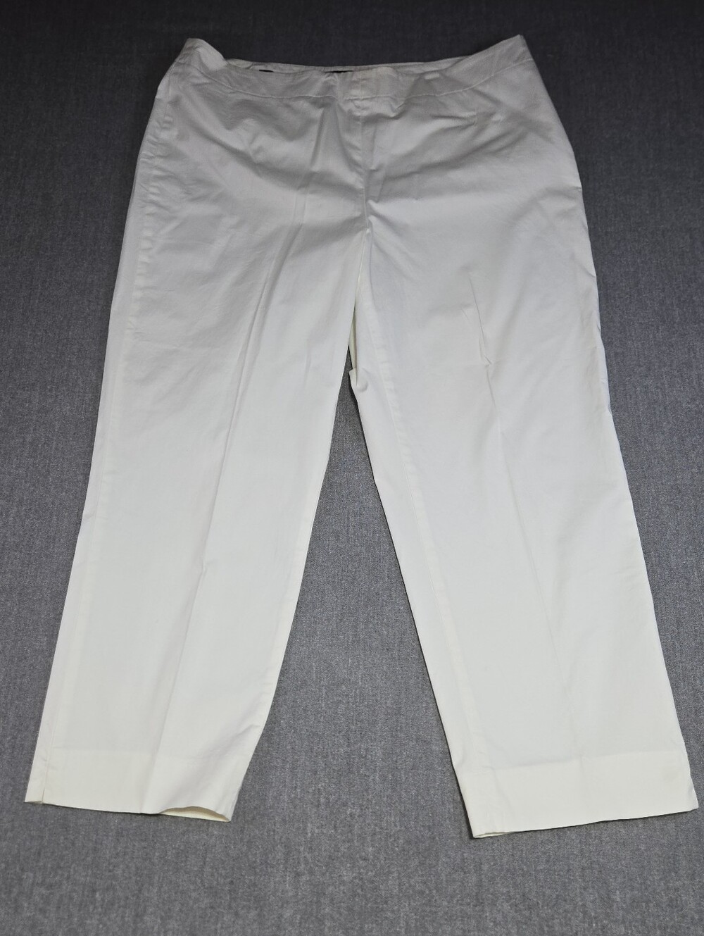 Talbots Classic Side Zip White Crop Pants Women's 14 Cotton Stretch Ankle Capri
